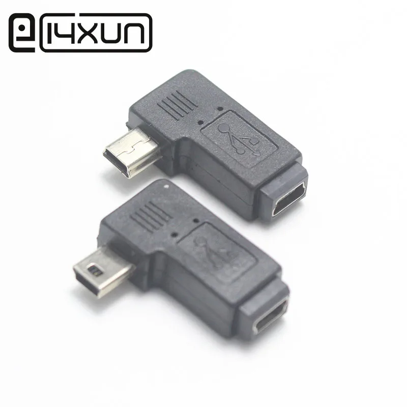 EClyxun Mini USB тип A штекер к Мини B гнездо 90 градусов правый/левый угол адаптер для