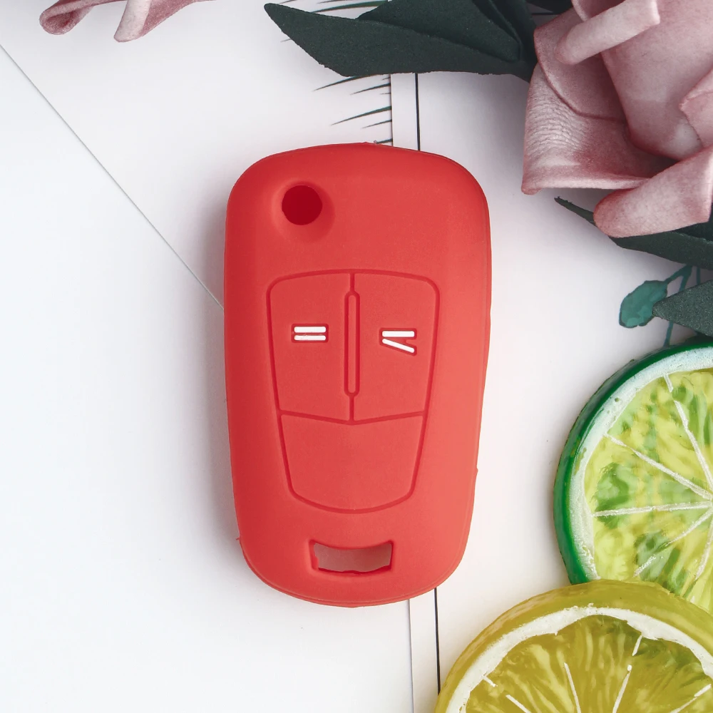 KEYYOU 2 кнопки Автомобильный ключ силиконовый чехол протектор держатель для Vauxhall Opel Astra H Corsa D Vectra C Zafira Astra Vectra Signum - Название цвета: Красный