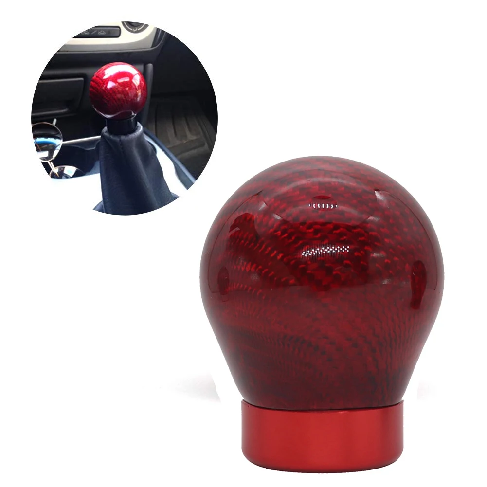 Durable Auto Replacement Gear Shift Knob Grip Universal Accessories Styling Round Ball With 3 Adapters Carbon Fiber Car Interior