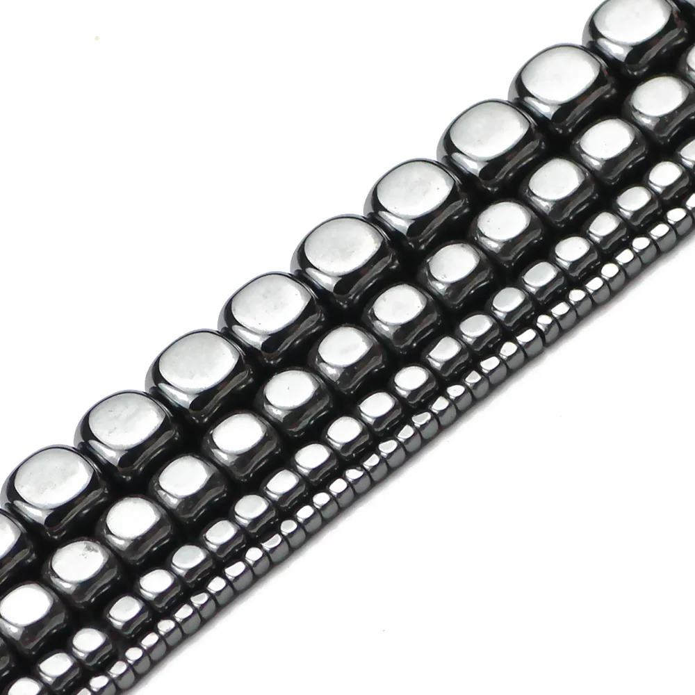 

Square Cube Black Hematite Natural Stone spacer 2/4/6/8mm Loose beads For Jewelry making bracelets Necklace DIY accessories