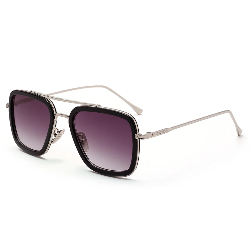 Silver black OVZA Модные солнцезащитные очки мужские прямоугольные двухлучевые UV400 Солнцезащитные очки женские брендовые Дизайнерские высокого качества S1089 - Цвет линз: Silver black