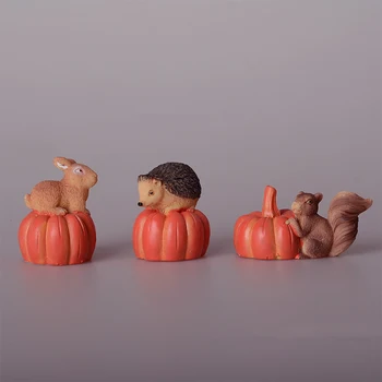 

Cartoon Pumpkin Hedgehog Squirrel Rabbit Animal Ornaments Home Decoration Accessories Resin Miniatures DIY Fairy Garden Supplies
