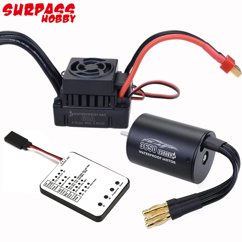 Водонепроницаемый бесщеточный двигатель SurpassHobby 3650 2300KV/3100KV/3900KV с 60A ESC