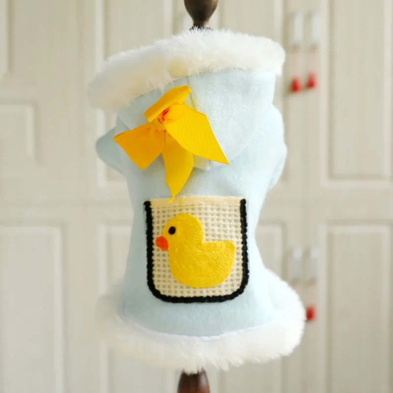 

2019 New Winter Pet Dog Clothes Cotton Soft Warm milk Yellow Duck Woolen Coat Princess Sweatshirt Coat For Small Dog Pet Outfits