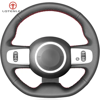 

LQTENLEO Black Genuine Leather DIY Hand-stitched Car Steering Wheel Cover For Renault Twingo 3 2014-2019 Twingo RS 2014-2019