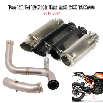 

For DUKE KTM 125 250 390 RC390 Slip On 2017-2019 Motorcycle Exhaust Muffler Tips Pipe & Mid Connect Link Tube Delete Cat Escape