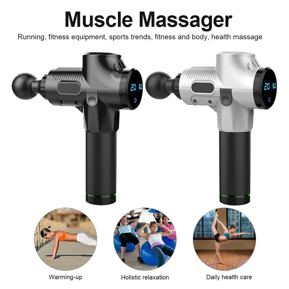 1200-3300r/min Electric Muscle Massager Therapy Fascia Massage Gun Deep Vibration Muscle Relaxation Body Shaping with Bag