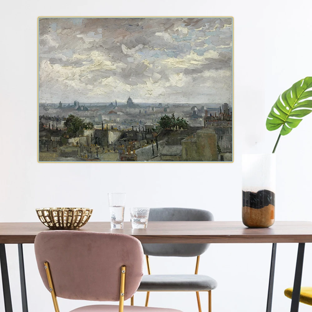 Цитон Ван Гог View вид Парижа Canvas картина маслом известная постер Настенный декор