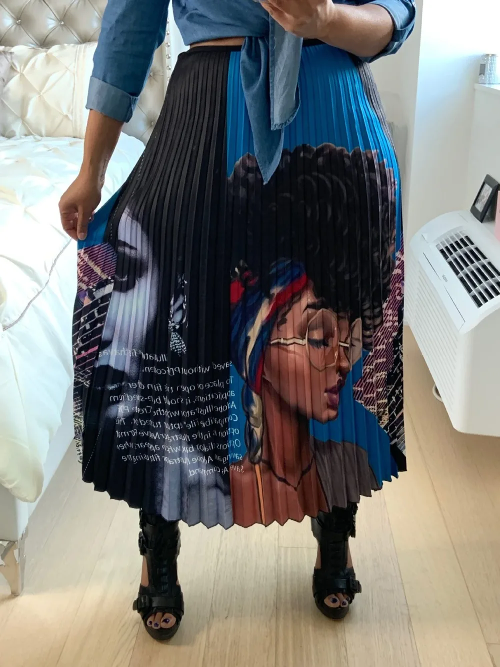 Yooneedi летние Дизайнерские офисные женские юбки 8 цветов с принтом Женские Плиссированные Миди юбки LSD-8277
