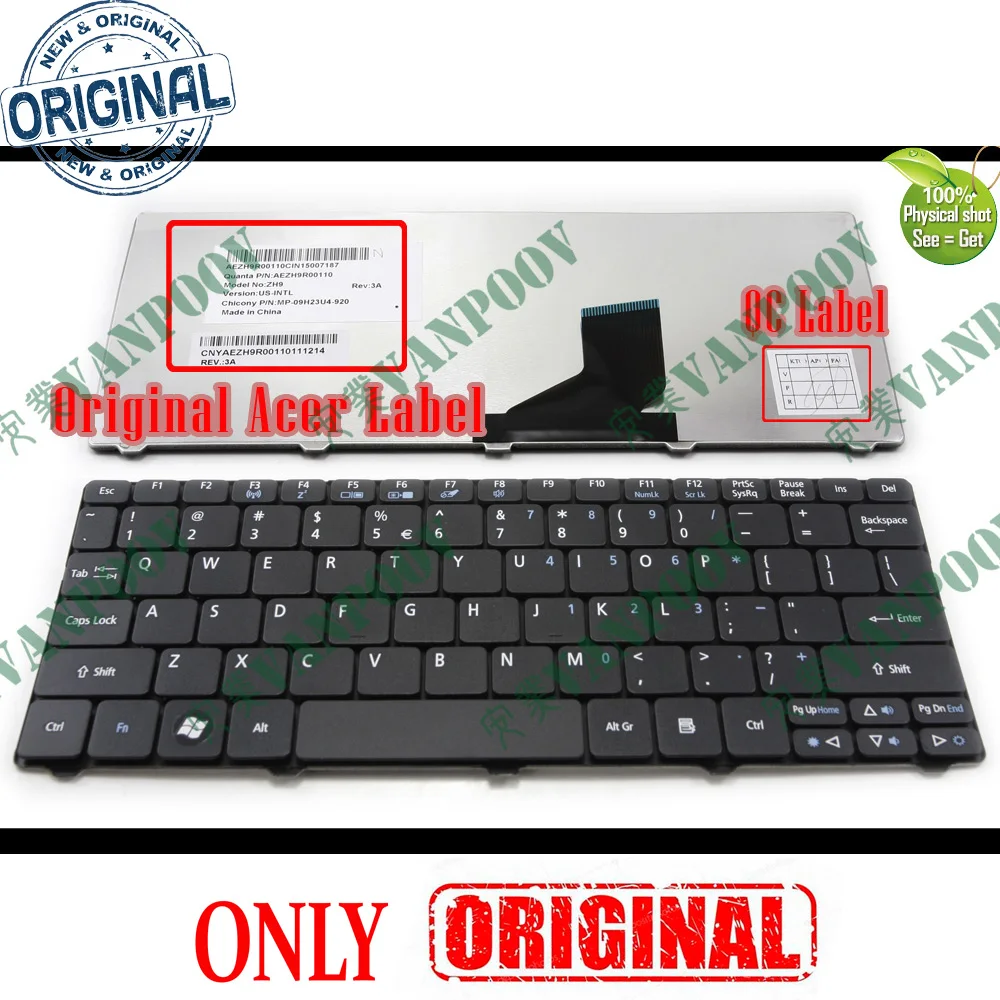 Клавиатура для ноутбука Acer Aspire One D255 D260 521 533 черная матовая версия США MP-09H23U4-6984 |