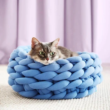Cat House Cushion Soft Long Plush Warm Pet Mat Cute Kennel Cat Sleeping Basket Bed Round Fluffy Comfortable Touch Pet Products 2