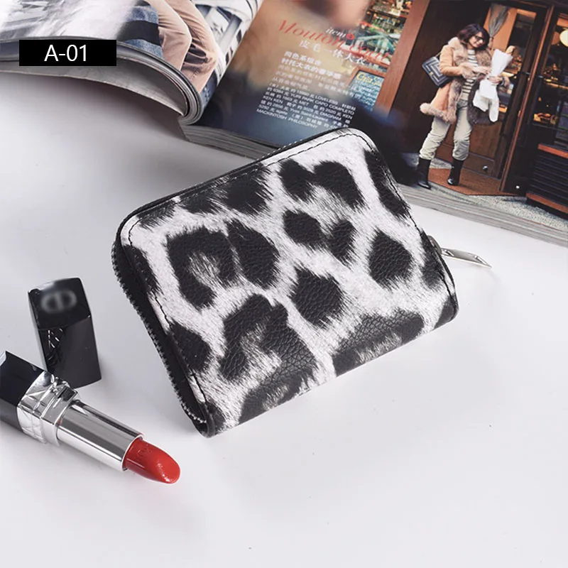AIREEBAY женские короткие кошельки новые винтажные Модные леопардовые принты портмоне для клатч для девочек из искусственной кожи женский бумажник - Цвет: A7010whiteleopard S