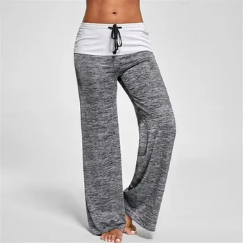 

High Waist Wide Leg Pants trousers Plaid Waxy soft and comfortable Pants Female Yo ga Casual Sporting Loose Leggins Women 3XL