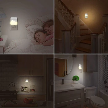 

Plug-In Night Light, Warm White LED Night Lamp with Dusk To Dawn Sensor for Baby Room, Bedroom, Hallway, Kitchen, Bathroom, Stai