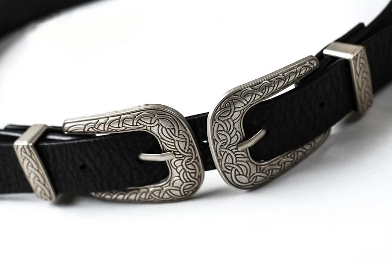 Модные женские ремни винтажный Бохо металлический кожаный двойной пряжки поясной ремень Дамский ремень