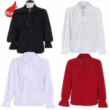 CostumeBuy средневековая Пиратская Крестьянская винтажная одежда Camisa Blusas викингов Топ для косплея стягивающая рубашка рыцарь Топ L920