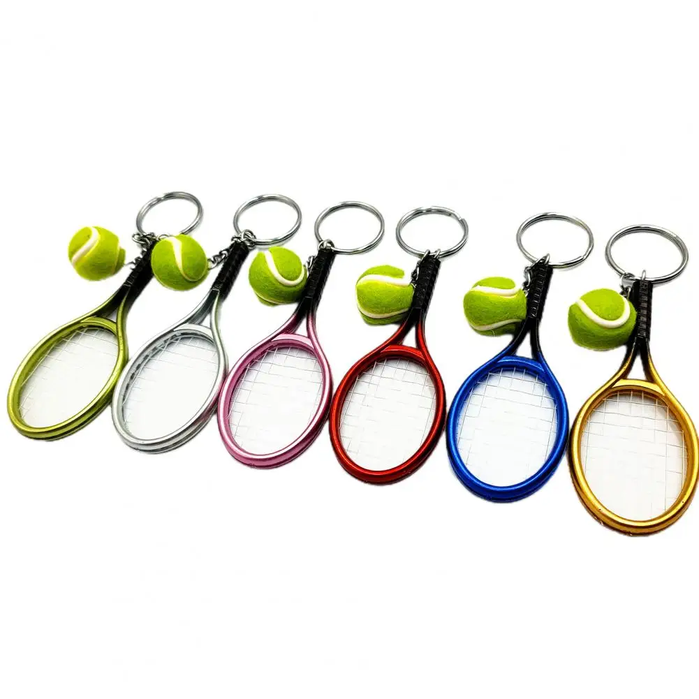 Tennis Keychain Simulation Mini Tennis Racket Ball Keychain Pendant Bag Key Ring Accessories Key Accessory Shaped Pendant