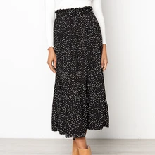 Мягкие полиэфирные плиссированные миди вечерние эластичные винтажные повседневные пышные женские юбки в горошек для офиса