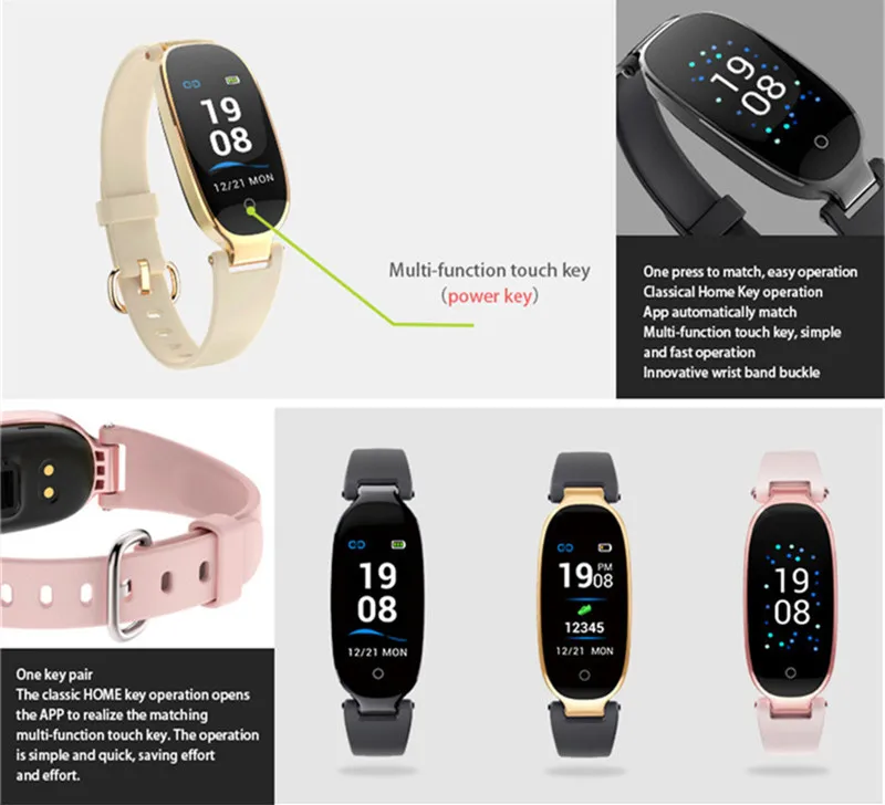 S3 Smart Watch Heart Rate Watch Ladies Multi-Sport Waterproof Wear Step Counter Health Smartband Bracelet for Android IOS Phone