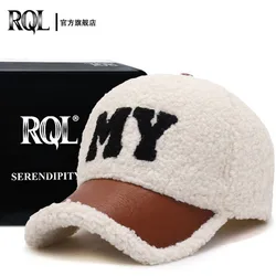 Winter Fleece Hat for Women Female Baseball Cap Faux Fur Fashion Lamb Wool Keep Warm Ins Version Embroidery Letter Trucker Cap