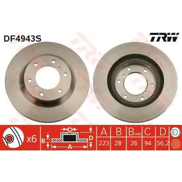 TRW DF4943S Диск тормозной передн MITSUBISHI: PAJERO IV(V80, V90) 06