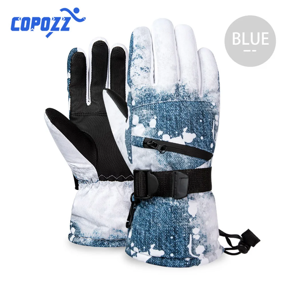 Thermal Ski Gloves Men Women Winter Fleece Waterproof Warm Child Snowboard Snow Gloves 3 Fingers Touch Screen for Skiing Riding 3