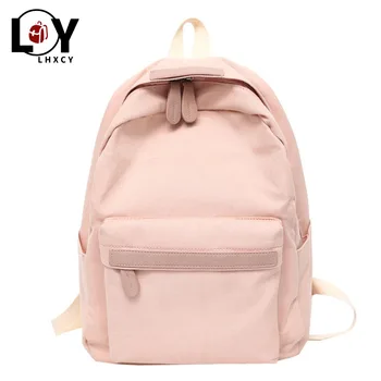 

Canvas Double Zipper School Splicing Backpack For Teenage High Capacity Soft Fabric Backpack Fashion Solid Color Travel Backpack