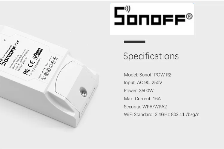 Sonoff WIFI переключатель контроллер POW R2 16A 3500 Вт в режиме реального времени измерение энергопотребления монитор для автоматизации умного дома