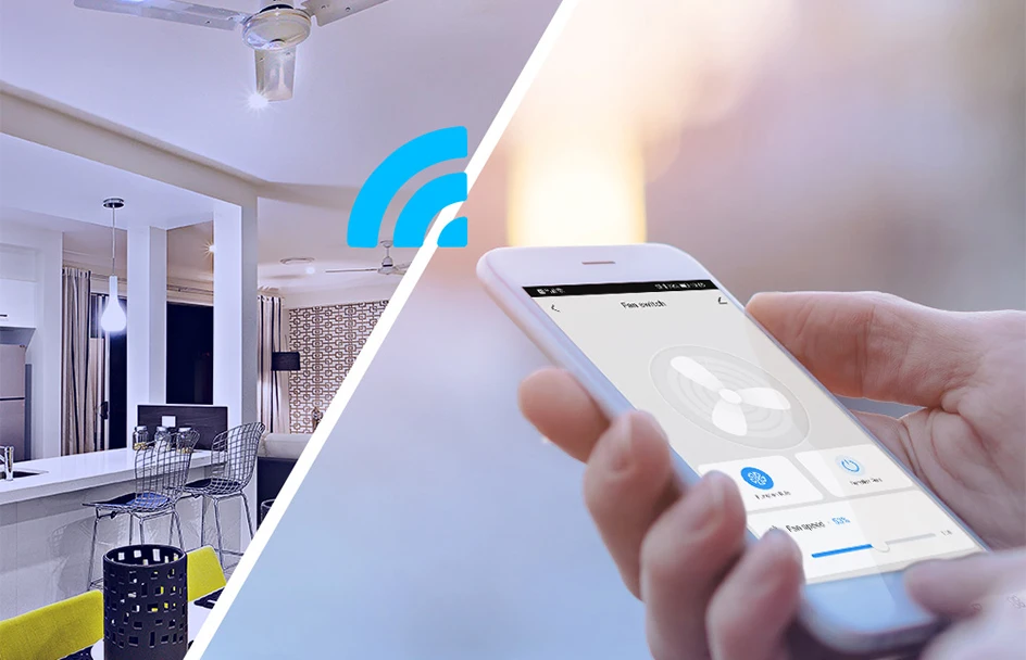 Tuya WiFi RF Luz Ventilador De Teto,