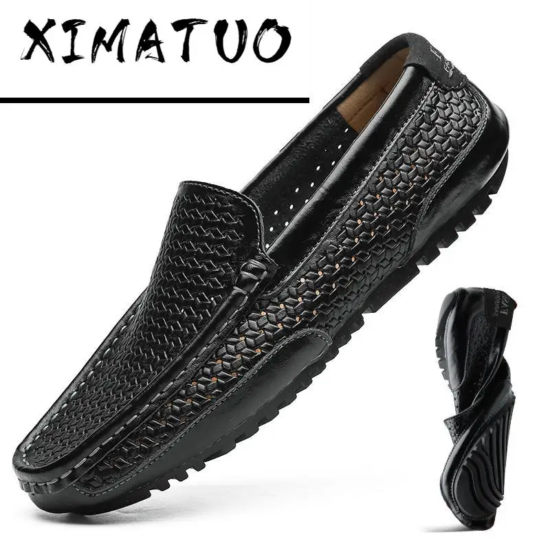 2020 Summer Men Shoes Casual Luxury Brand Genuine Leather Mens Loafers Moccasins Italian Breathable Slip on Boat BTMOTTZ | Обувь