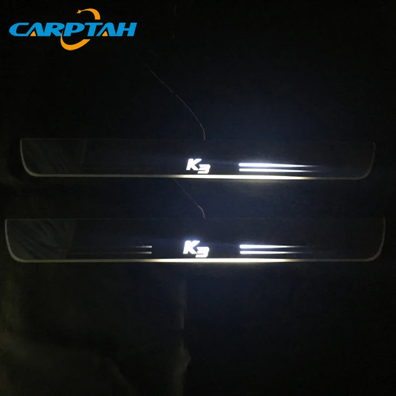 Carptah обрамление педали светодиодный Автомобильный свет порога Накладка путь динамический стример Добро пожаловать лампа для Kia K3 2013