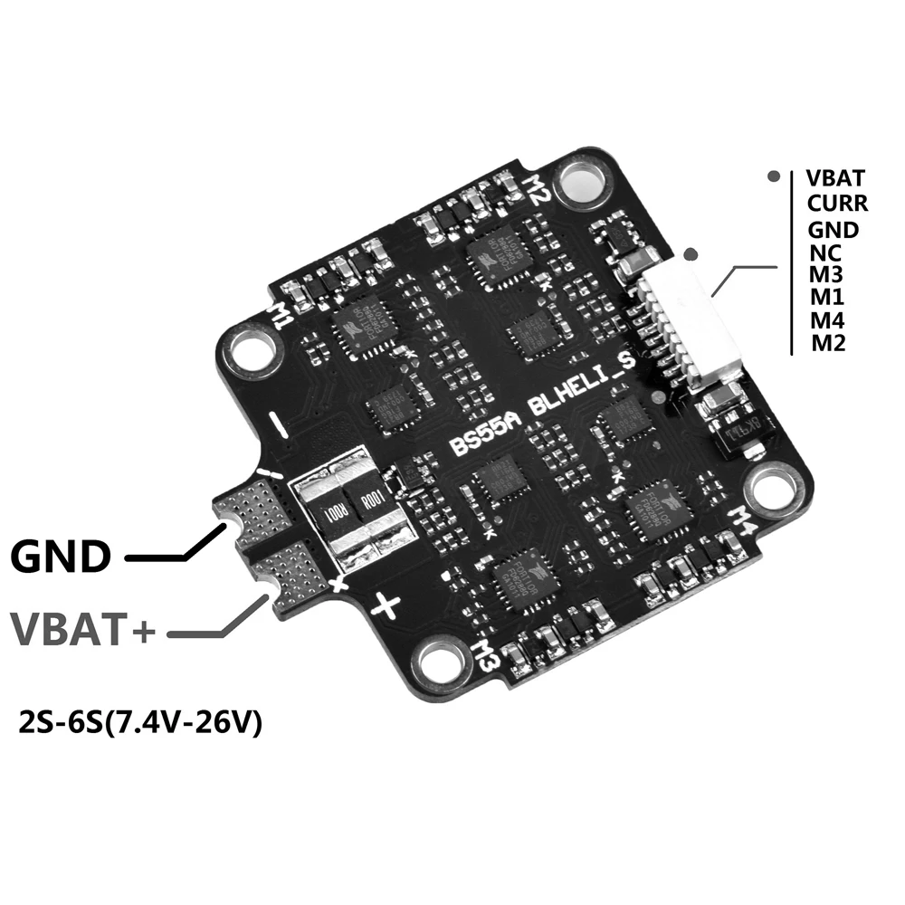 

Hot 40A BS-40A / 55A BS-55A 2-6s 4 In 1 ESC BLHeli_S Speed controller board for FPV RC Racing Drone Support Dshot300 Dshot600