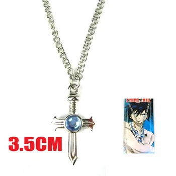 

FAIRY TAIL Cosplay Cross Necklace Double-Sided Gem Necklace Pendant COS Accessories Jewelry Anime Adult Men Ms Christmas