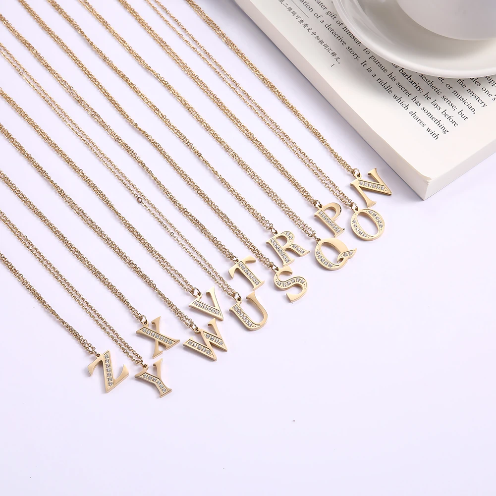 Женские ожерелья с подвеской в виде 26 букв из нержавеющей стали и золота подарок