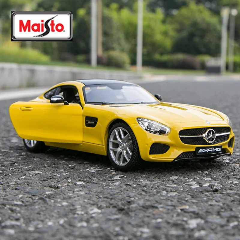 Желтая модель автомобиля Maisto 1:18 Mercedes Benz SLS AMG из сплава коллекция украшений