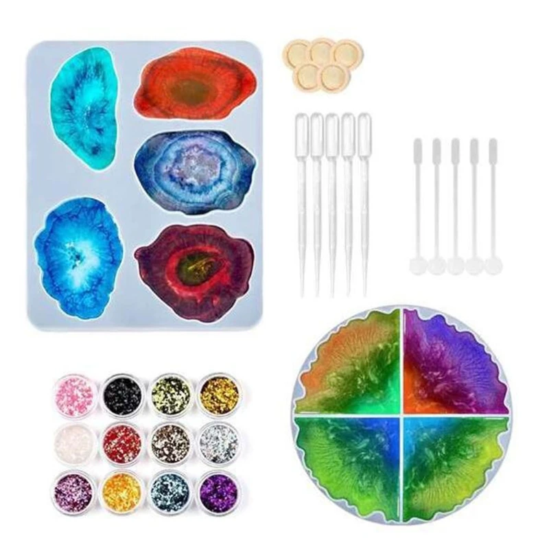 

1 Set DIY Crystal Epoxy Resin Mold Coaster Cup Mat Pad Casting Silicone Mould 83XF