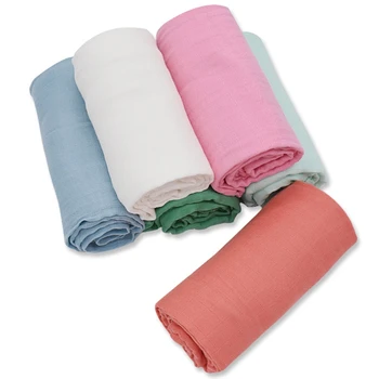 

2Pcs/Set Soft Bamboo Fiber Bedding Bath Towel Solid Color Reusable Baby Muslin Blanket Infant Newborn Swaddle Wrap