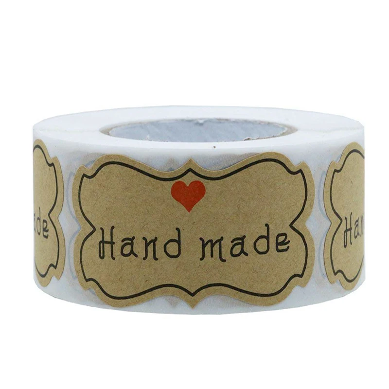 

300pcs kraft paper Hand Made stickers for seal labels DIY gift Packaging Holiday Present Stickers cute sticker stationery