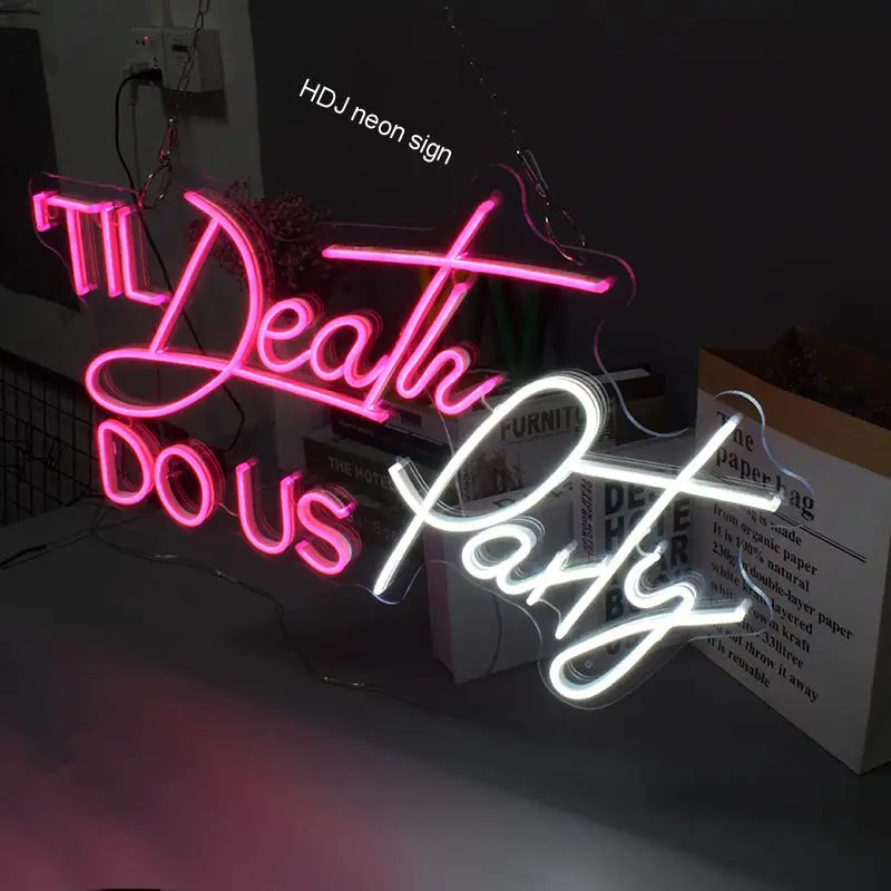 Custom Neon Sign Light Logo Death Do Us Party 3d Led Flex Transparent  Acrylic Plexiglass Letter Board Party Background Decor - Neon Bulbs & Tubes  - AliExpress