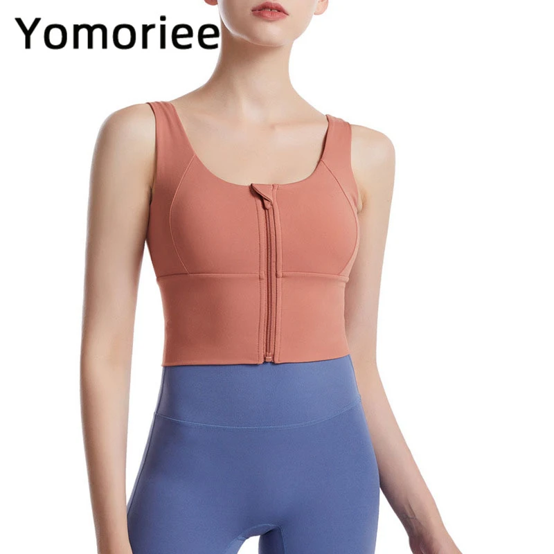 

Zipper Yoga Bra For Women Front Buckle Gym Sport Workout Running Training Vest Push-up Crop Top Sexy Dry Fit Tank Yomoriee