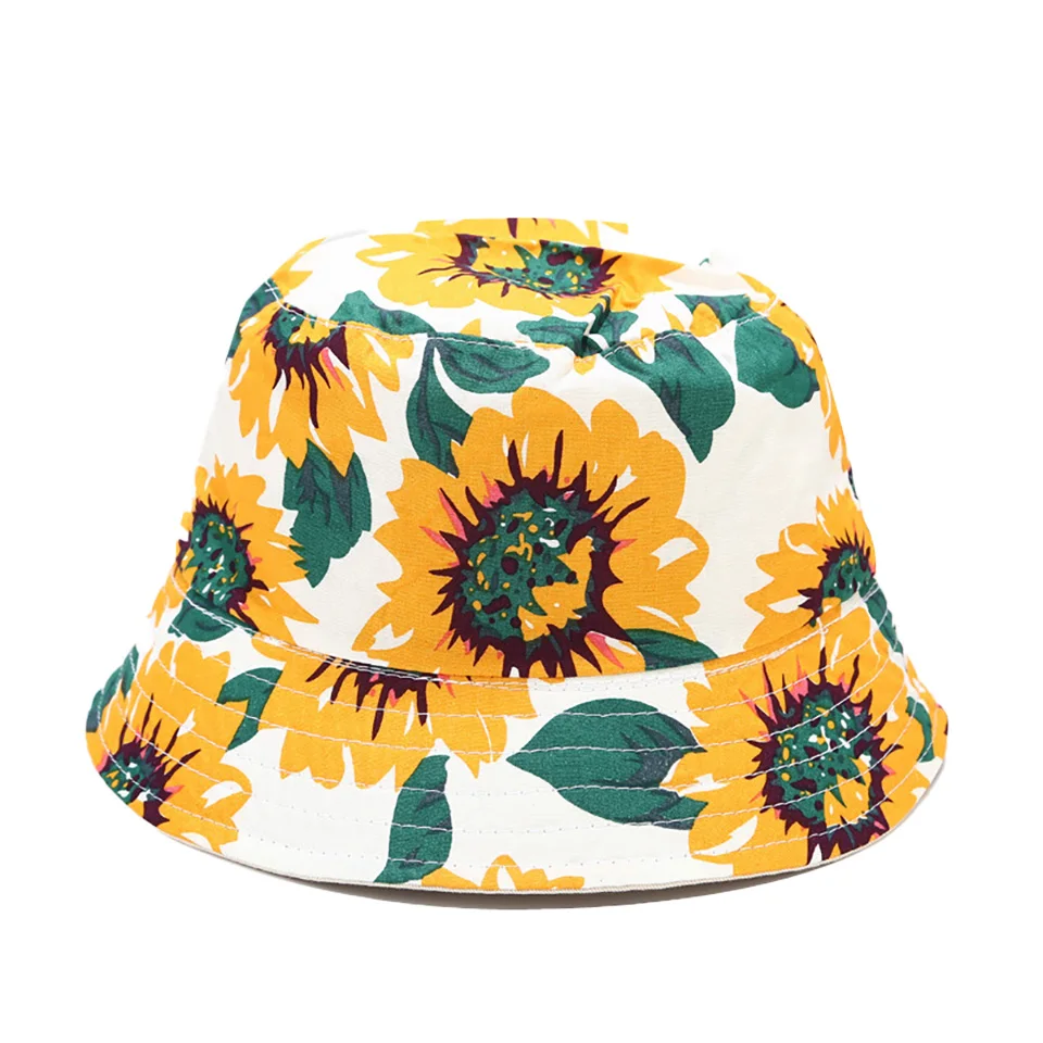 

New Fashion Foldable Black White Pattern Bucket Hats Fisherman Caps For Women Gorras Summer Tropic style Cotton Beach Sun Hats
