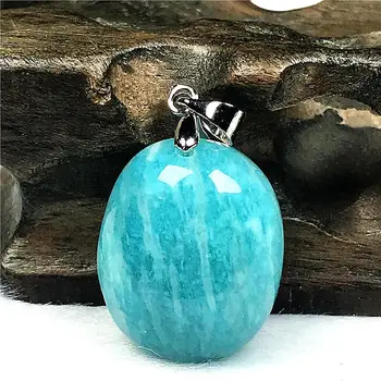 

Real Natural Green Amazonite Pendant For Woman Lady Man Crystal Silver 20x17x10mm Oval Beads Mozambique Stone Jewelry AAAAA