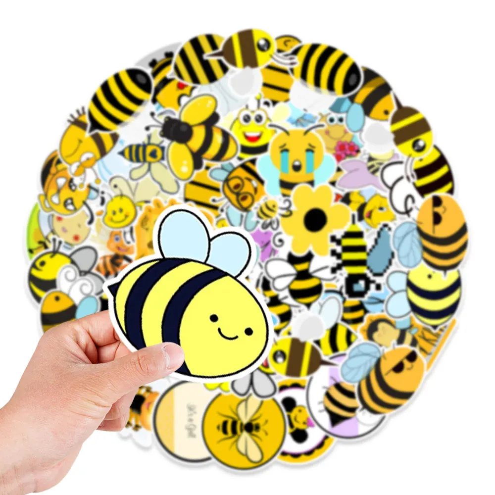 50Pcs Kawaii Cartoon Children Adhesive Stationery Sticker Kids Animal Bees Graffiti Scrapbook Phone Laptop DIY Decoration Decals