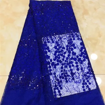 

African Swiss Voile Lace Fabric blue High Quality French Tulle Lace Fabric 2020 Nigerian sequins Lace Guipure Embroidery Fabric