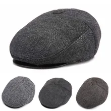 Мягкие мужские серые плоские шапки с узором в елочку, размер M, L, Осенние Зимние шерстяные шляпы, шерстяные теплые удобные шапки, 1 шт., 6 цветов, шапки Newsboy