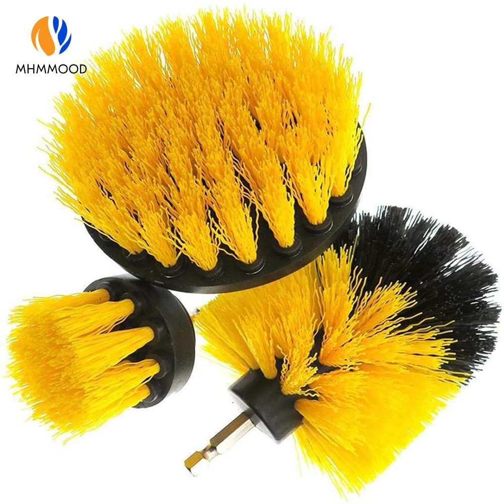 3 Pcs Plastic Nylon Brush 2 / 3.5 / 4 Electric Cleaning Brush Car Tire