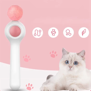 

Interactive Cat Teaser Wand With Ball (replaceable) With Long Retractable Elastic String, Including Catnip And Feather Cat Toy