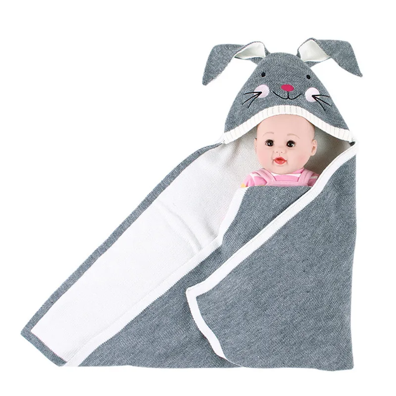 Baby stroller sleeping bag Winter Newborn Baby Warm Cartoon Knitt Swaddle Hooded Blankets Wrap Sleeping Bag baby blanket #4O22 (25)