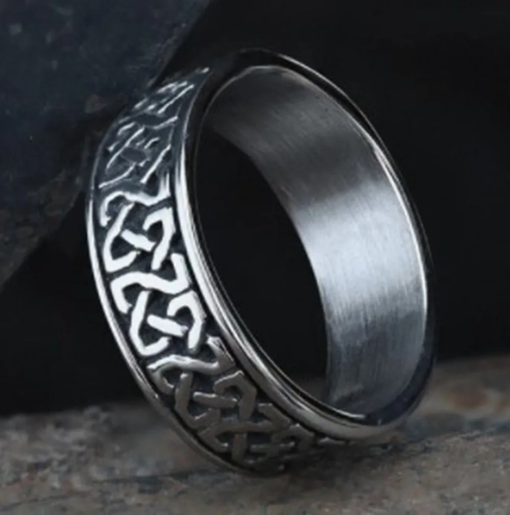 

Viking Stainless Steel Celtics Knot Ring Men Nordic Totem Wedding Rings Womens Band Promise Jewelry