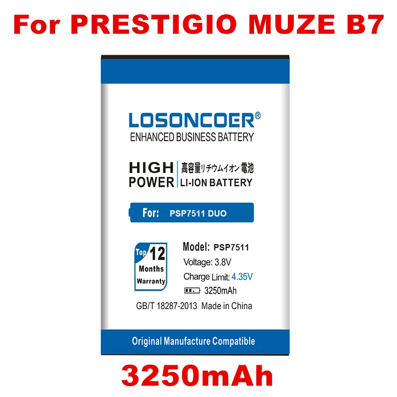 

LOSONCOER 3250mAh PSP7511 Batteries For Prestigio Muze B7 PSP7511DUO PSP7511 PSP 7511 DUO Battery+Tracking Number